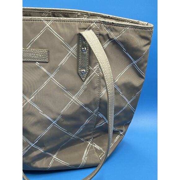 Vera Bradley Preppy Poly Ella Burnished Pewter Large Tote Bag Double Handles - Picture 2 of 12